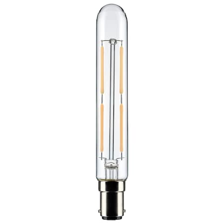 Satco 4 Watt T6.5 LED, Clear, Double Contact Bayonet Base, 3000K, 400 Lumens, 120 Volt S21374